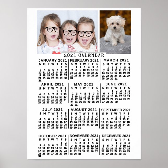 2021 Kalender (Se Beskrivning för ny version)  Poster (Framsidan)