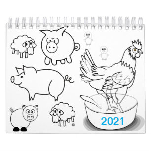 2021 Kalendern för barn som färgar Bok koreanska Kalender