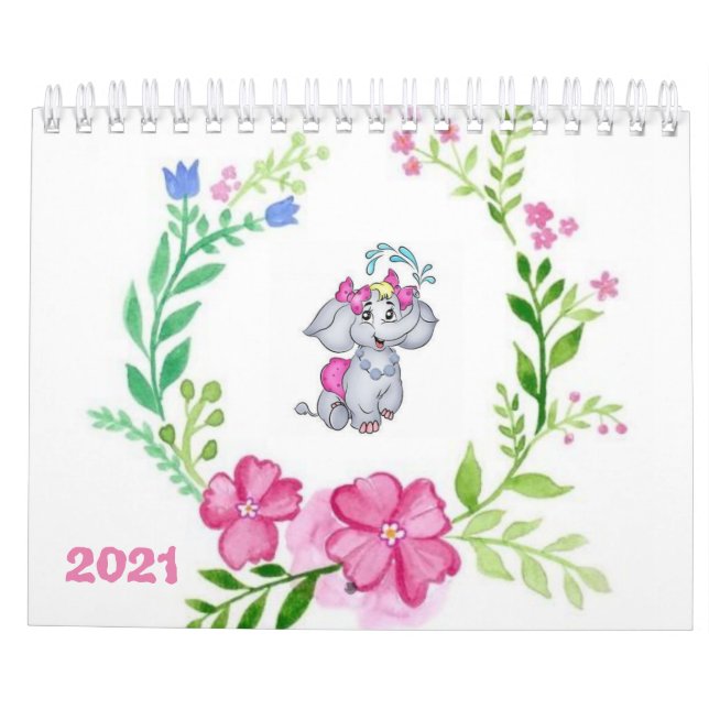 2021 Kalenderns Blommigt Elephant Flowers Kalender (Baksida)