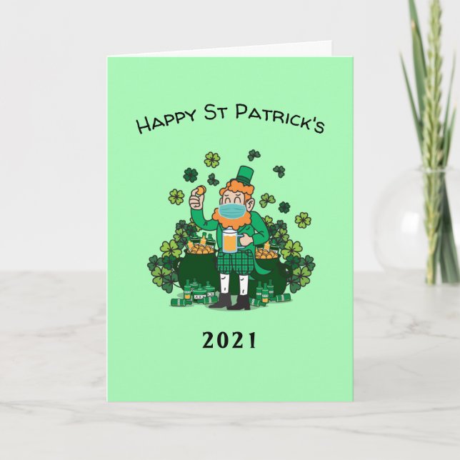 2021 Karantän lustig st patrick's day Helgkort (Framsida)