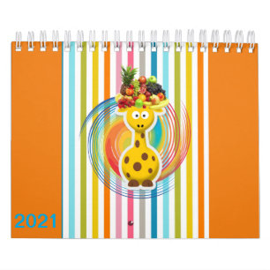 2021 Kids Calendar Giraffe Grisar, Cows, Horse, Fo Kalender