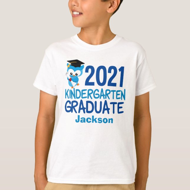 2021 Kindergarten Studenten Cute Blue Uggla Kids T Shirt (Framsida)
