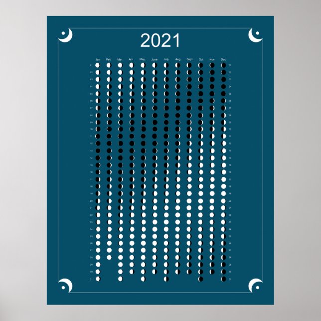 2021 - Måne Calendar Blue Poster (Framsidan)