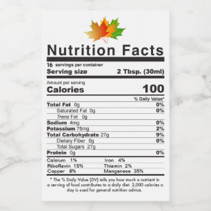 2021 Maple Syrup Löv PreCalculated Nutrition Mat Etikett
