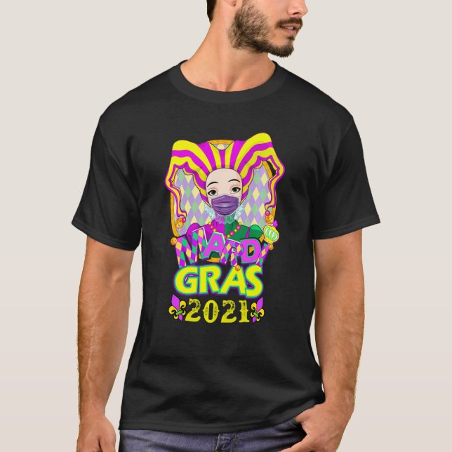 2021 Mardi Gras Costume Mardi Gras 2021 Quarantin T Shirt (Framsida)