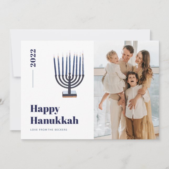 2021 Minimalist Menorah Ljus Hanukkah Foto Julkort (Framsida)
