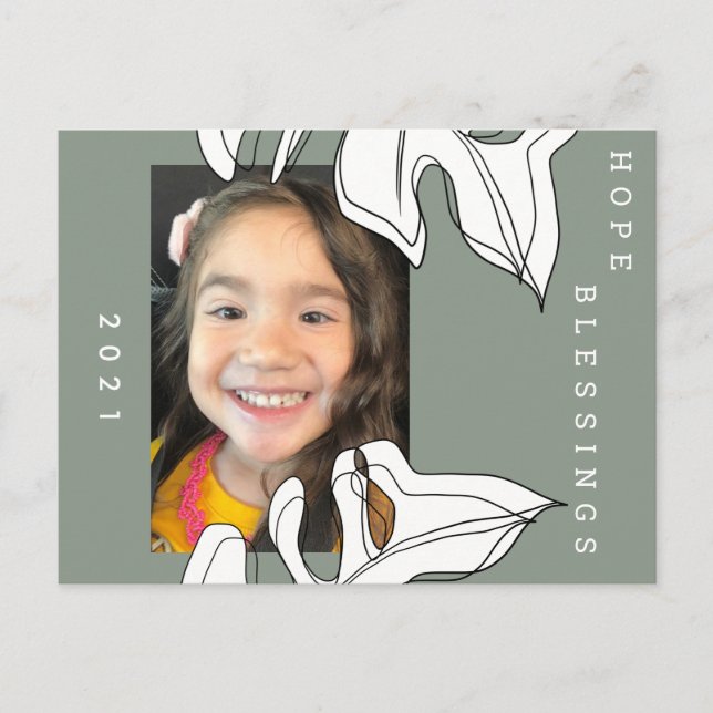 2021 Nya år: ekologiska former Botaniska monstera Vykort (Framsida)