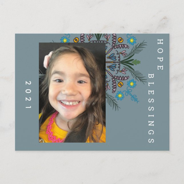 2021 Nya året Hand plockade Botaniska grönområden Vykort (Framsida)