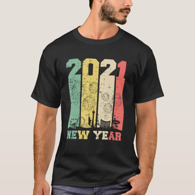 2021 Nyårsafton New York Las Vegas Retro Holida T Shirt (Framsida)