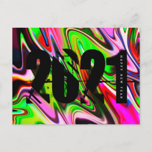 2021 Nytt år: Trippy Liquid Bold Font Vykort