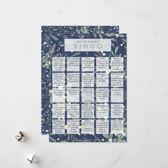 2021 Pandemi BINGO Funny Mistletoe Navy God jul Julkort (Fram/Back In Situ)
