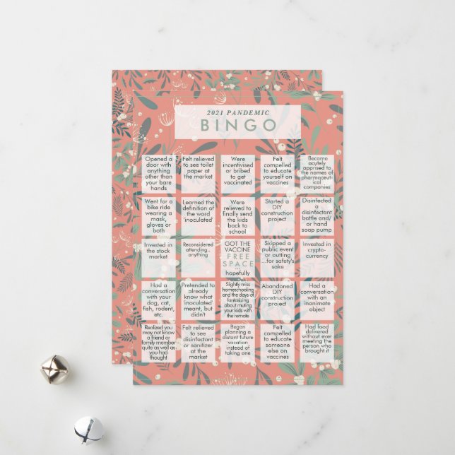 2021 Pandemi BINGO Funny Mistletoe Rosa jul Julkort (Fram/Back In Situ)