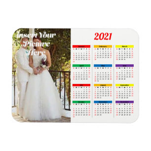 2021 Personlig Foto Rainbow Calendar Hor Magnet