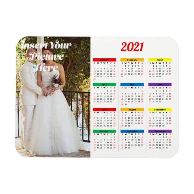 2021-Personligens Photo Rainbow Calendar Hor Magnet (Horisontell)