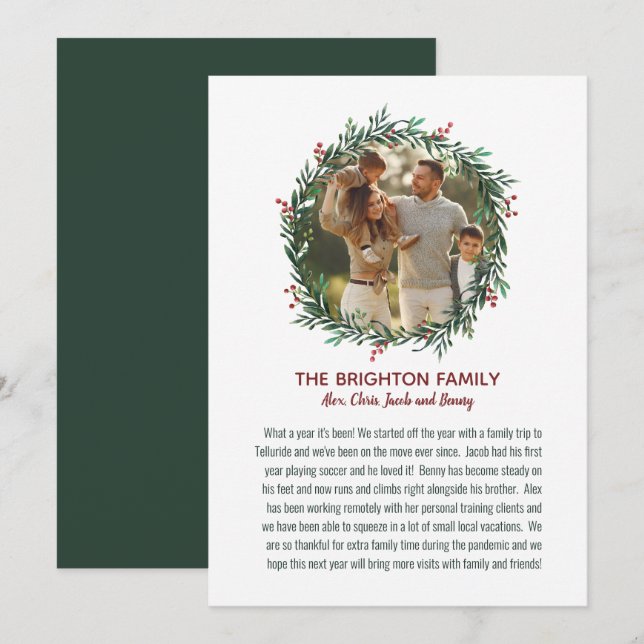 2021 Photo Helgdag Card med Brev Inbjudningar (Fram/baksida)