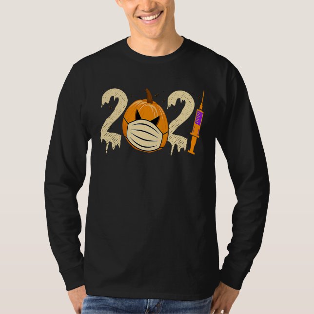 2021 Pumpkin Mask Social Distance Quarantine Hallo T Shirt (Framsida)