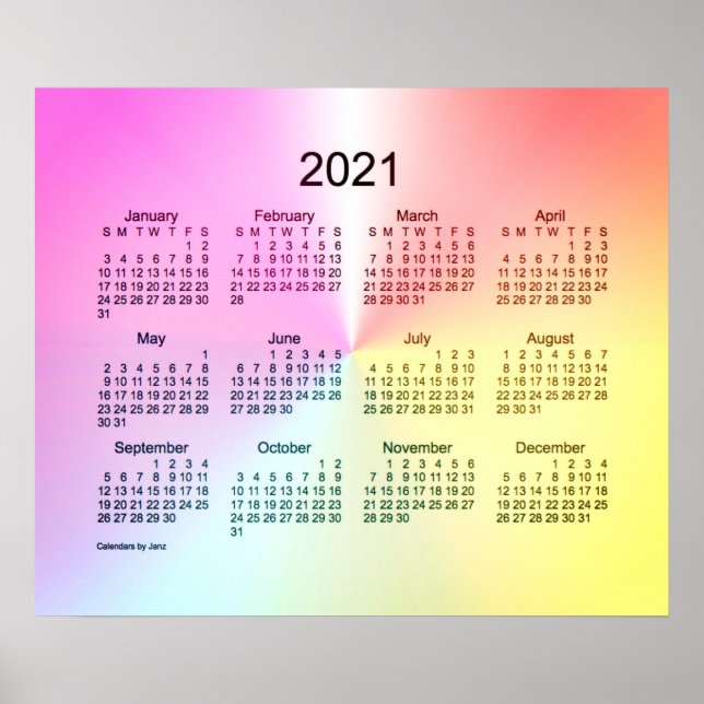 2021 Sangria Shimmer Väggkalender av Janz Poster (Framsidan)