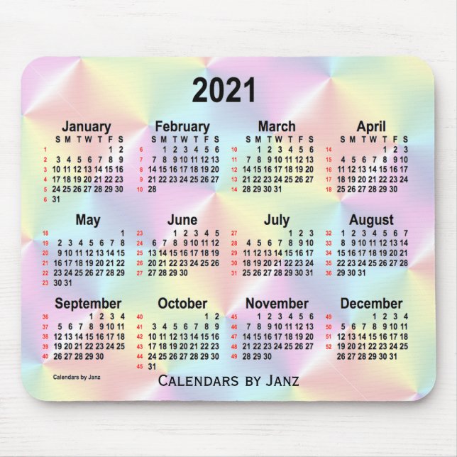 2021 Satin Rainbow 52 Veckors Kalender av Janz Musmatta (Framsidan)