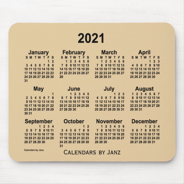 2021 Sepia Grått Calendar av Janz Mouse Pad Musmatta (Framsidan)