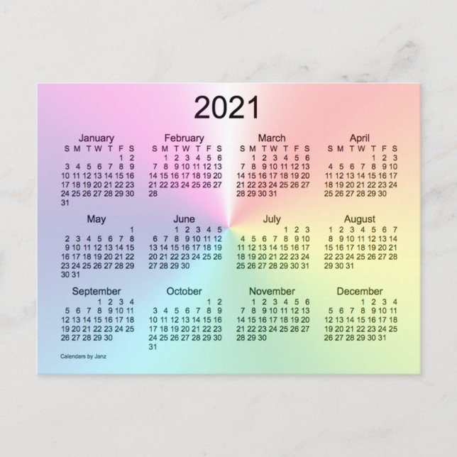 2021 Shimmer Mini Calendar av Janz Vykort (Framsida)