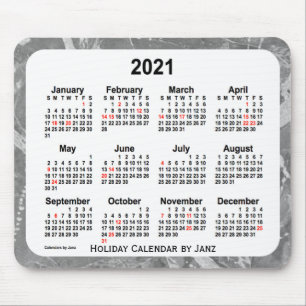 2021 Silver Art Calendar av Janz Mouse Pad Musmatta