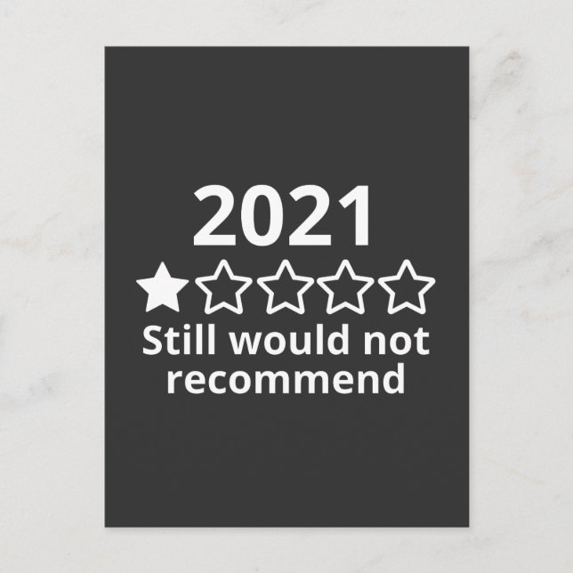 2021, skulle inte rekommendera, 2021 mycket dåligt vykort (Framsida)