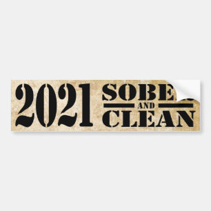 2021 Sober & Clean Drug & Alkohol Addiction Free Bildekal