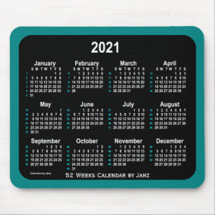 2021 Teal Neon 52 veckors kalender från Janz Musmatta