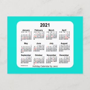 2021 Turcos Helgdag Mini Calendar av Janz Helg Vykort