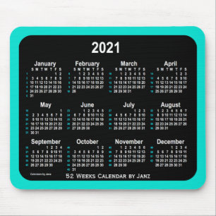 2021 Turkos Neon 52 Veckors Kalender av Janz Musmatta