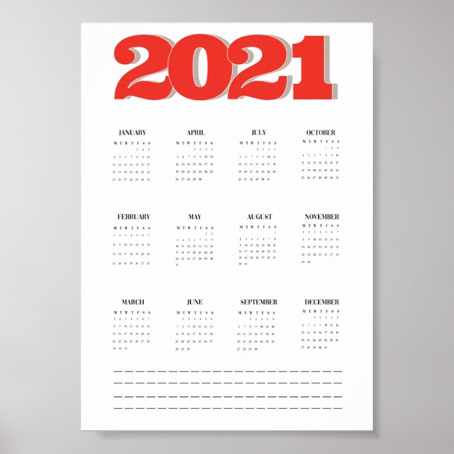 2021 väggkalender affisch (Framsidan)