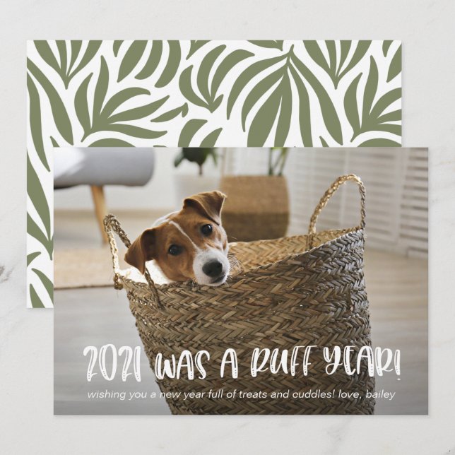 2021 var ett ruff år från Hund Photo Julkort (Fram/baksida)