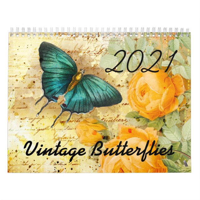 2021 Vintage Butterflies and Flowers Kalender (Omslag)