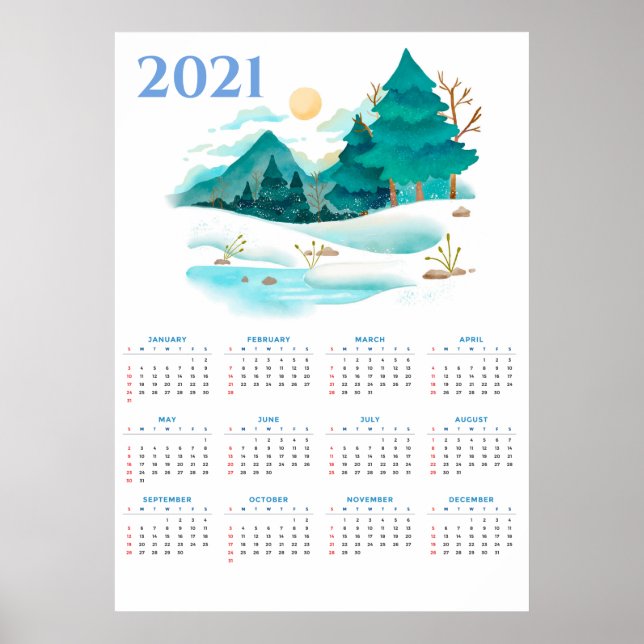 2021 Vinterlandskapskalender Poster (Framsidan)