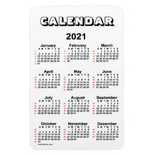 2021 Vit 52 veckors kalender från Janz 4x6 Magnet