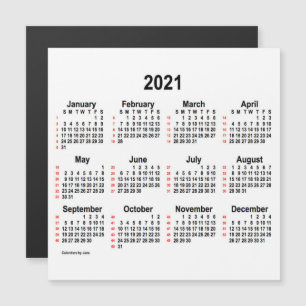 2021 Vit kalender 52 veckor från Janz 5x5 Magnet