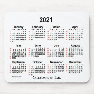 2021 Vit kalender 52 veckor från Janz Musmatta