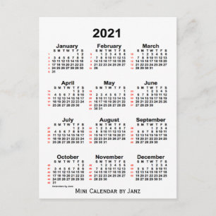 2021 Vit kalender för 52 veckor från Janz Vykort