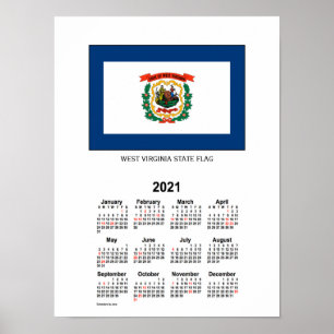 2021 West Virginia Flag Holiday Kalender av Janz Poster