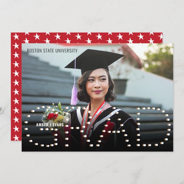 2022025 Modern Red Photo Studenten-meddelande Meddelande (Fram/baksida)