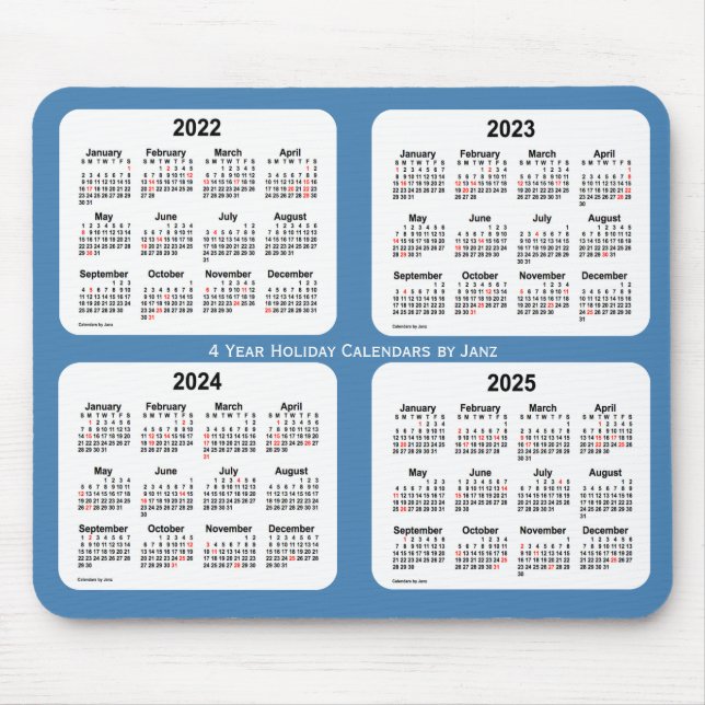 2022-2025 Steel Blue Helgdag Calendar av Janz Musmatta (Framsidan)