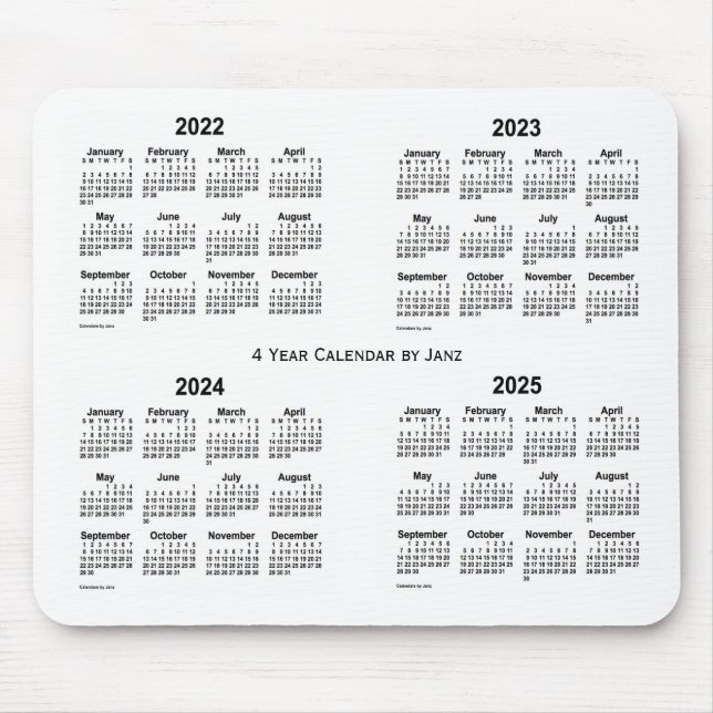 2022-2025 Vitbok 4-årskalender från Janz Musmatta (Framsidan)