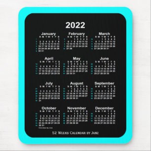 2022 Aqua Neon 52-veckorskalendern av Janz Musmatta