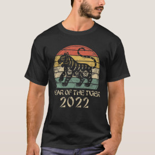 2022 års år för tigergåendet Retro Sunset Chinese  T Shirt