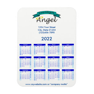 2022 års blåkalender i din Logotyp Magnet