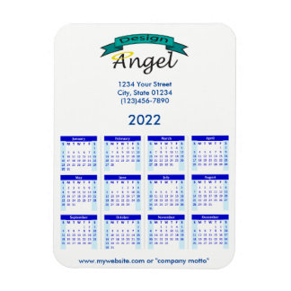 2022 års blåkalender i din Logotyp Magnet