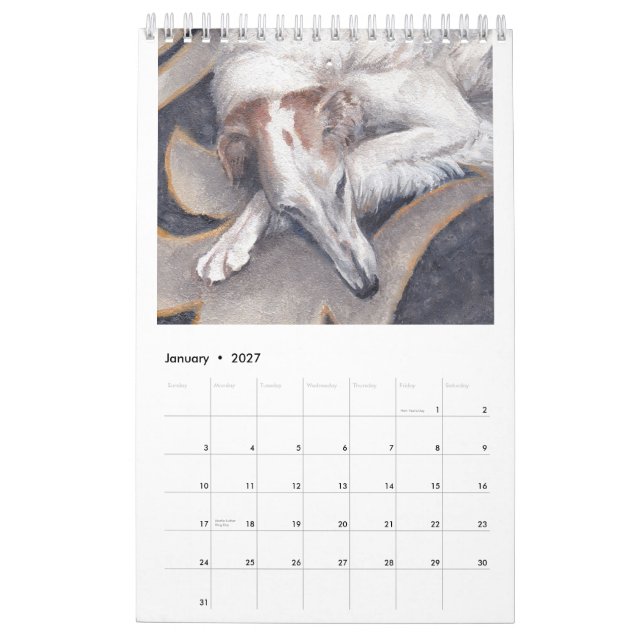 2022 års ensidig Borzoi Art Calendar av Charlotte  Kalender (Jan 2027)