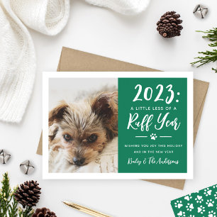 2022 års Grönt - Rolig hund foto Julkort