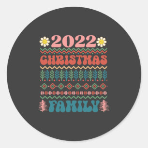 2022 års jul Familj-God jul-Julafton-Helgdag Runt Klistermärke