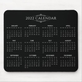 2022 års kalender för enkel Elegant, svart | Mouse Musmatta